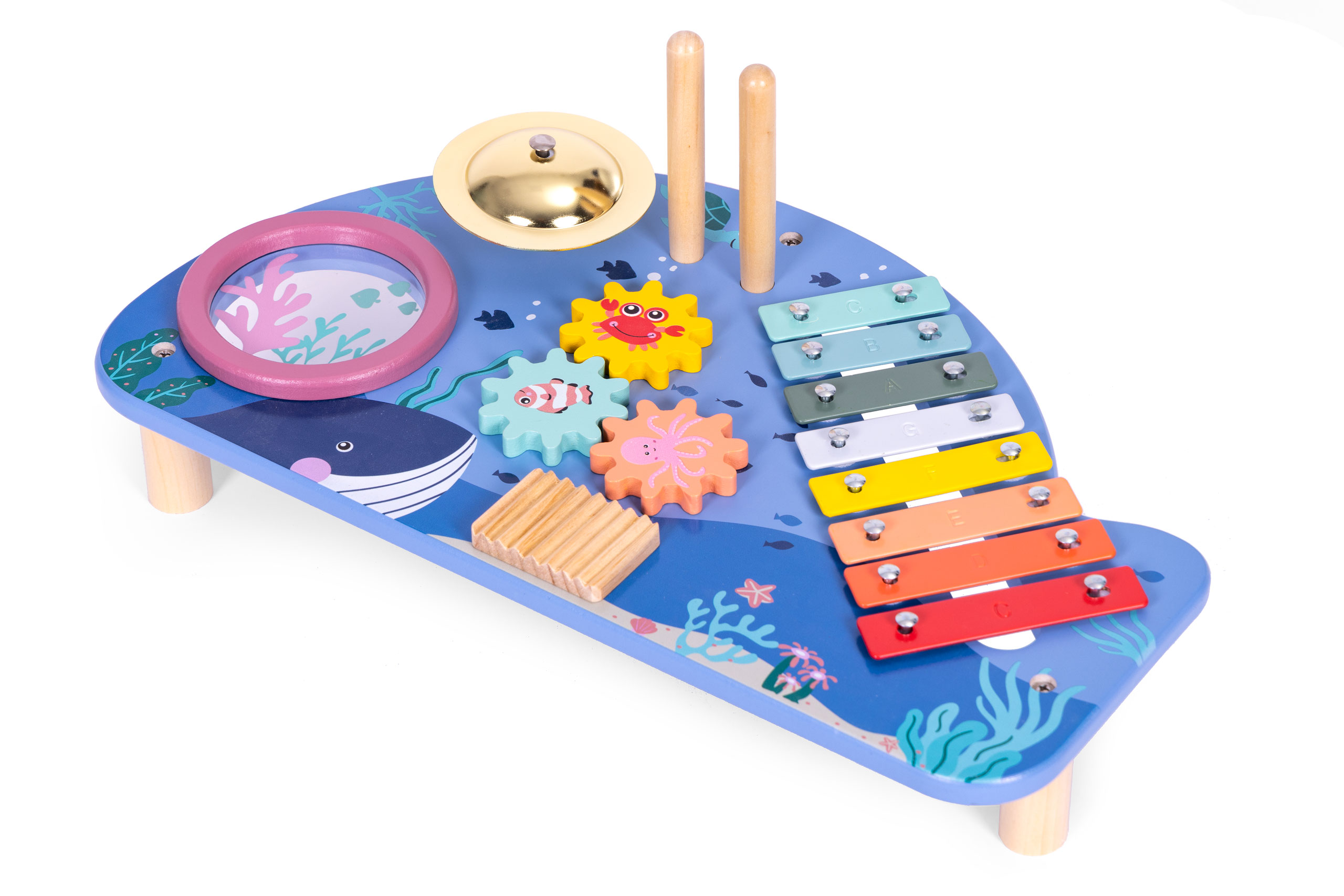 Medinis muzikinis staliukas su instrumentais - ecotoys