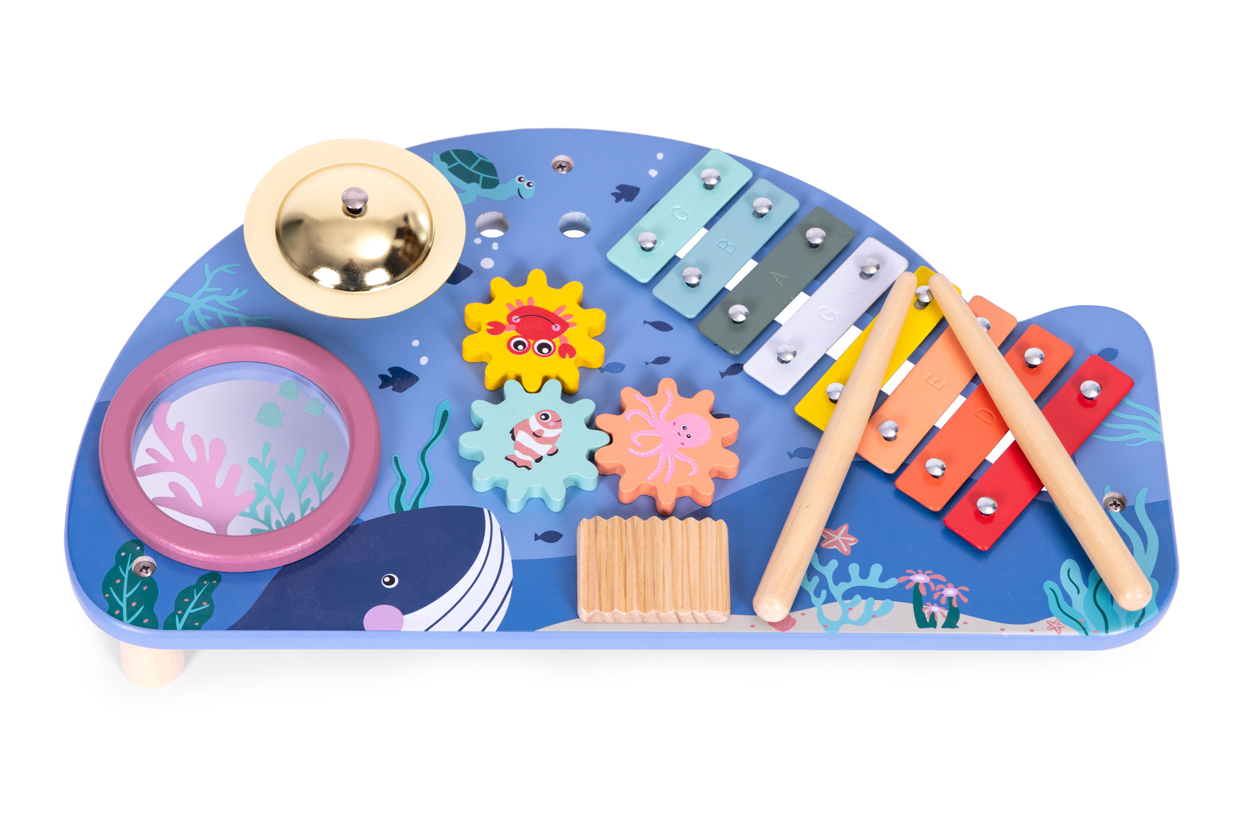 Medinis muzikinis staliukas su instrumentais - ecotoys