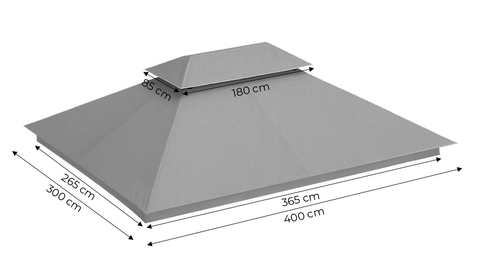 Atsparus pavėsinės stogas 3x4 m pilkas