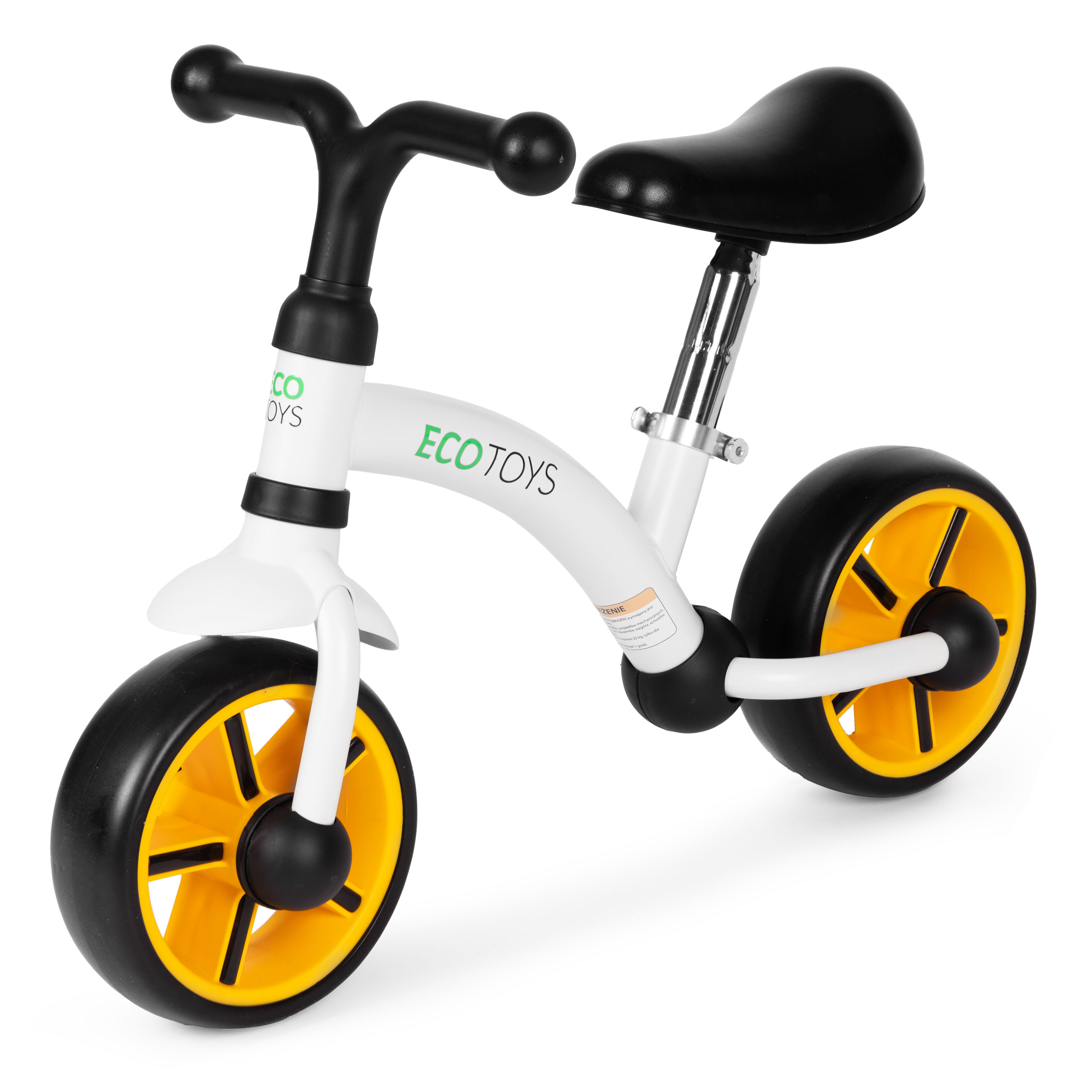 ECOTOYS balansinis dviratukas vaikams su EVA ratukais ir reguliuojama sėdyne, juodas