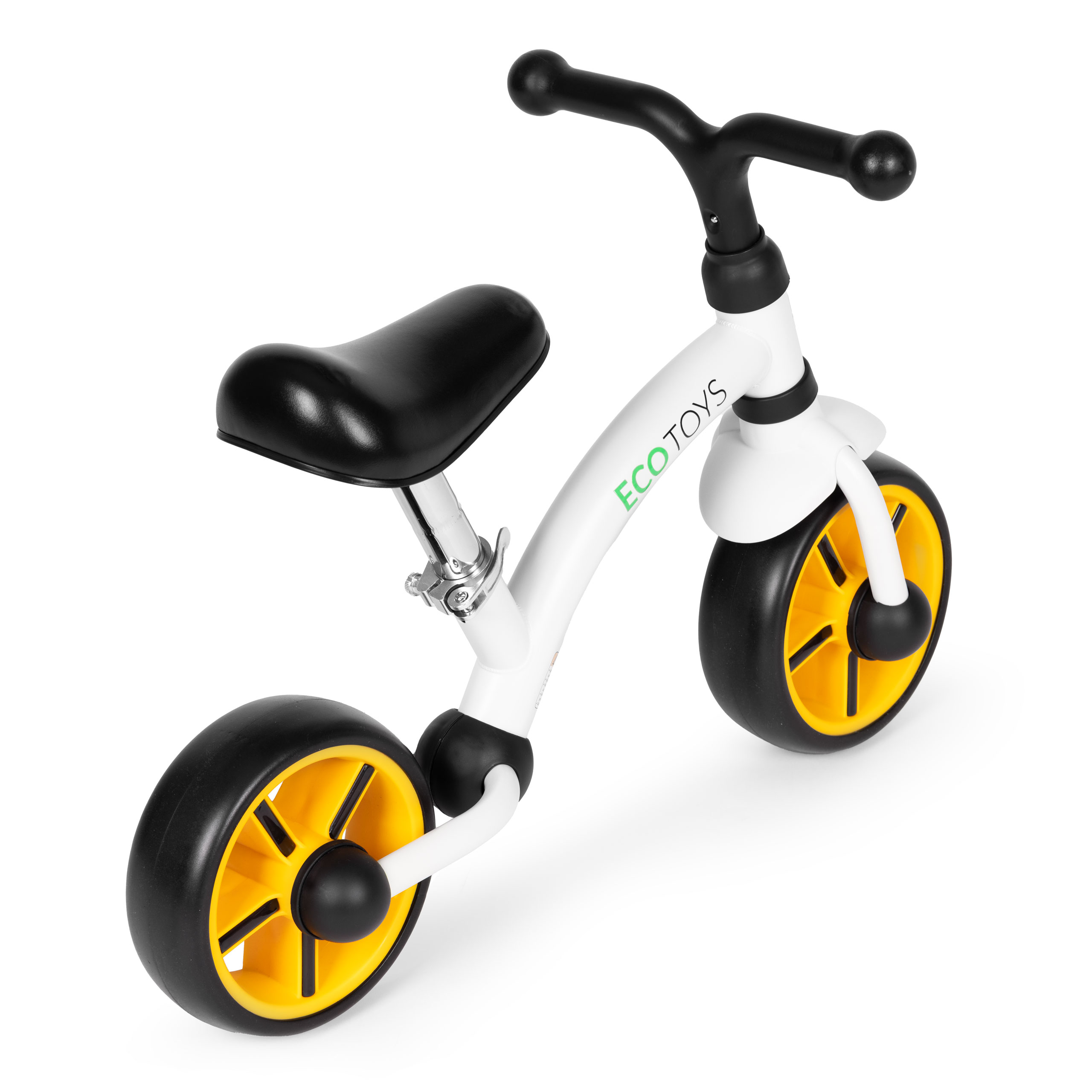 ECOTOYS balansinis dviratukas vaikams su EVA ratukais ir reguliuojama sėdyne, juodas