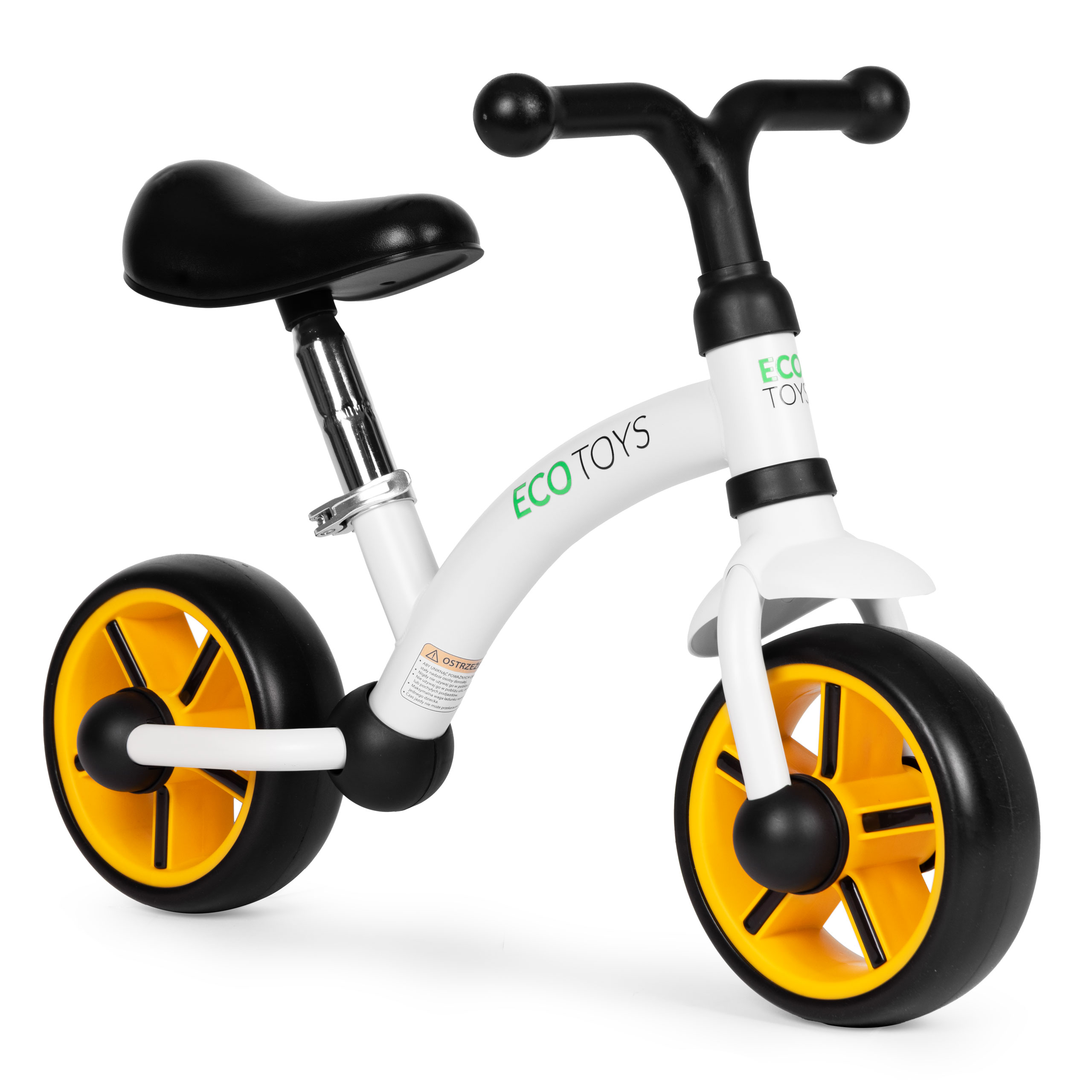 ECOTOYS balansinis dviratukas vaikams su EVA ratukais ir reguliuojama sėdyne, juodas