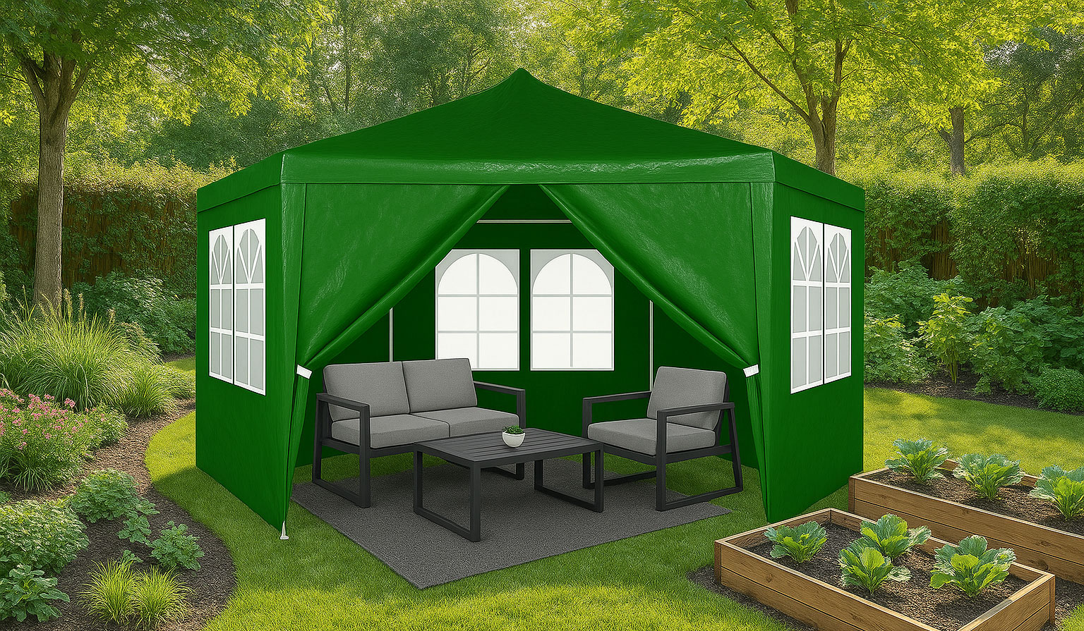 Sodo paviljonas su langais 2x2x2 m