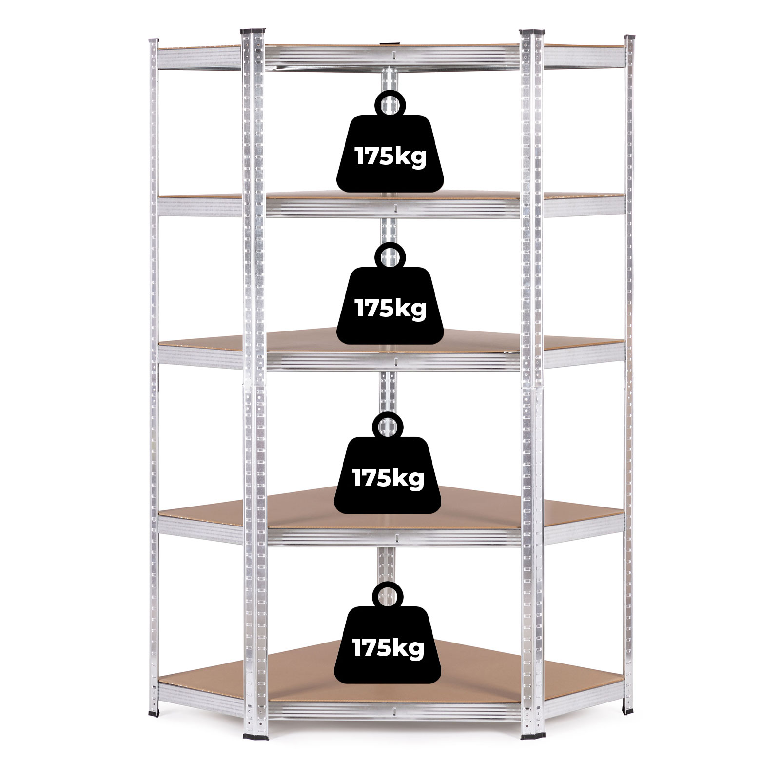 Kampinė sandėlio lentyna 180x90x40 cm cinkuoto plieno 5 lentynos 875 kg modernhome