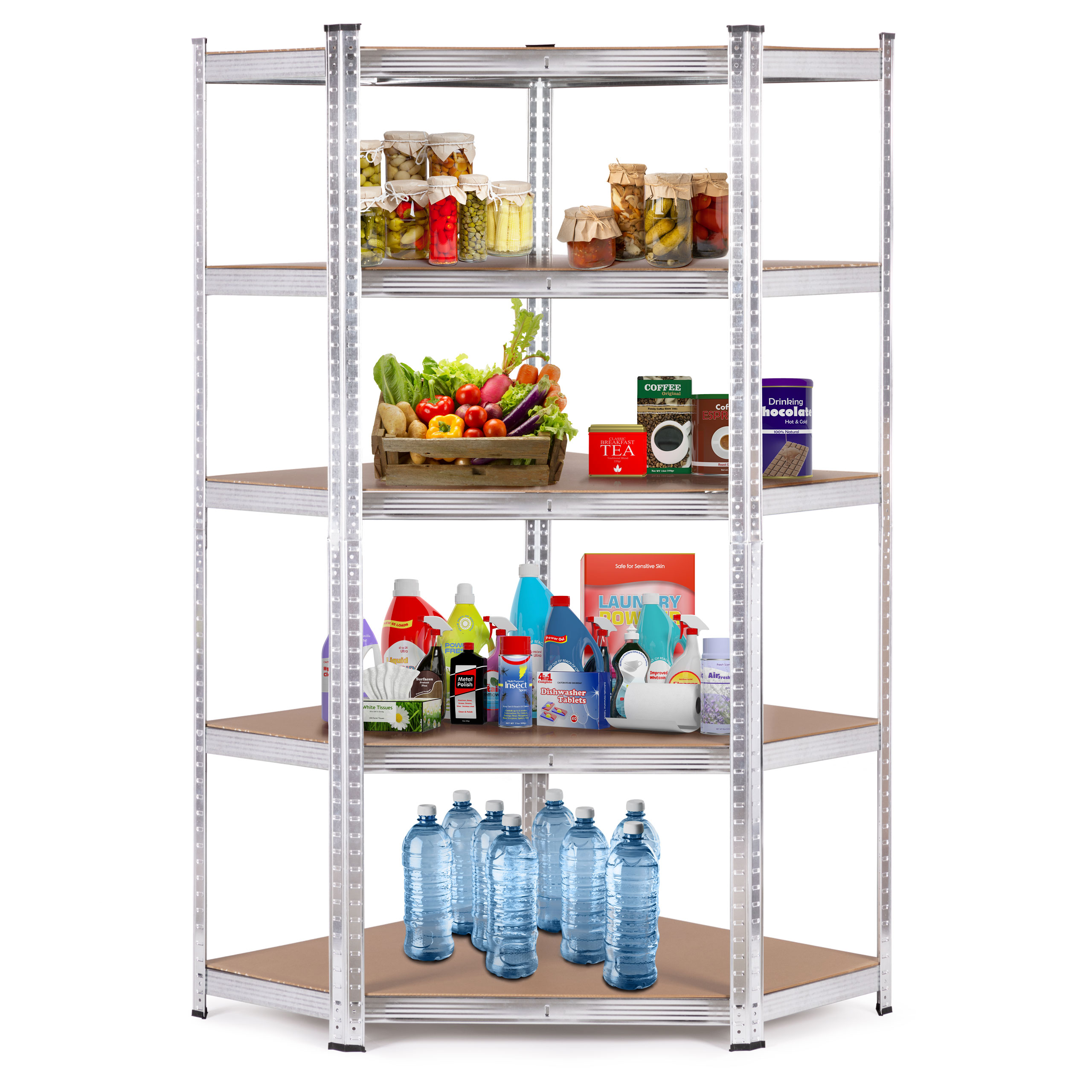 Kampinė sandėlio lentyna 180x90x40 cm cinkuoto plieno 5 lentynos 875 kg modernhome