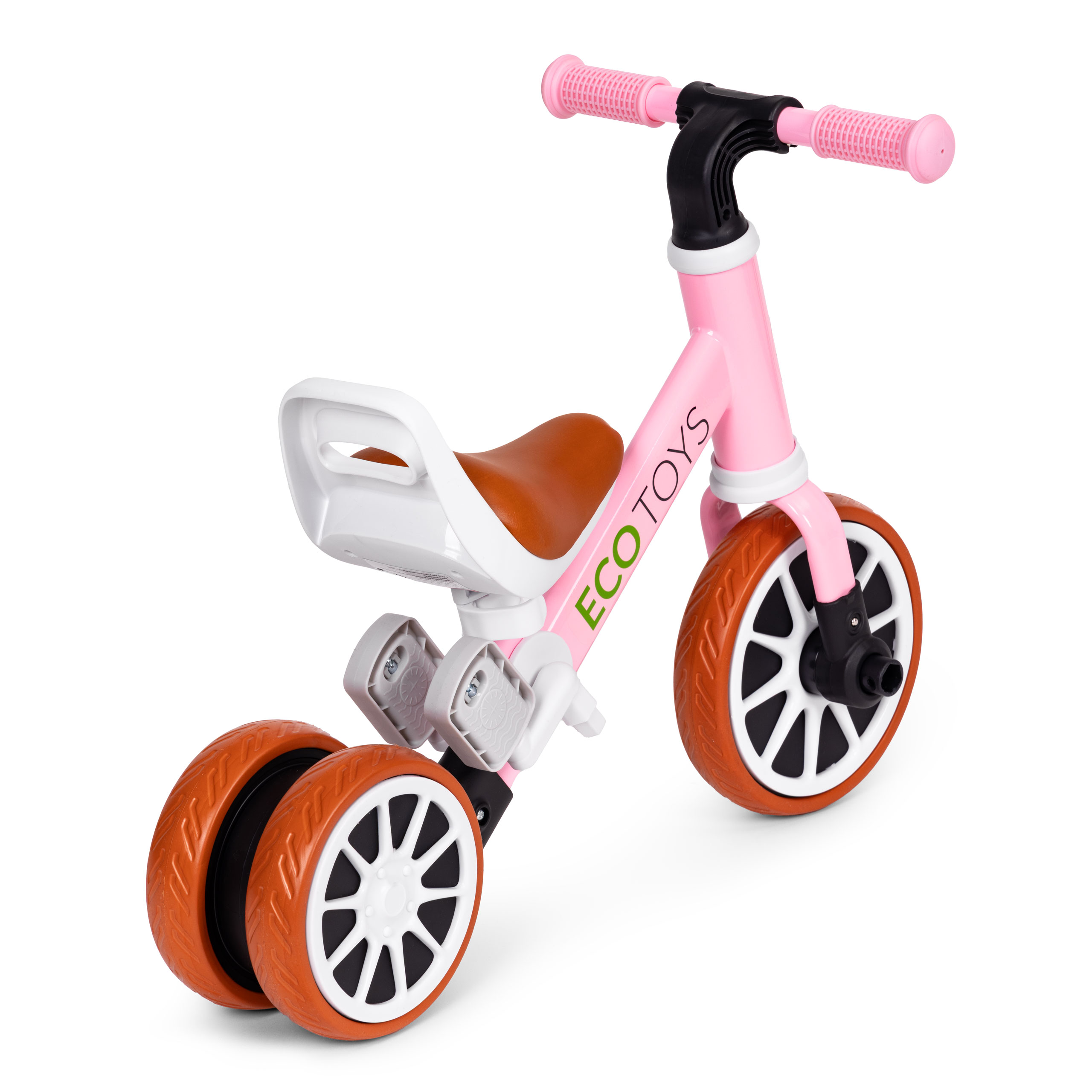 2in1 trijų ratų dviratis su pedalais ir bėgimo funkcija, rožinis – ECOTOYS