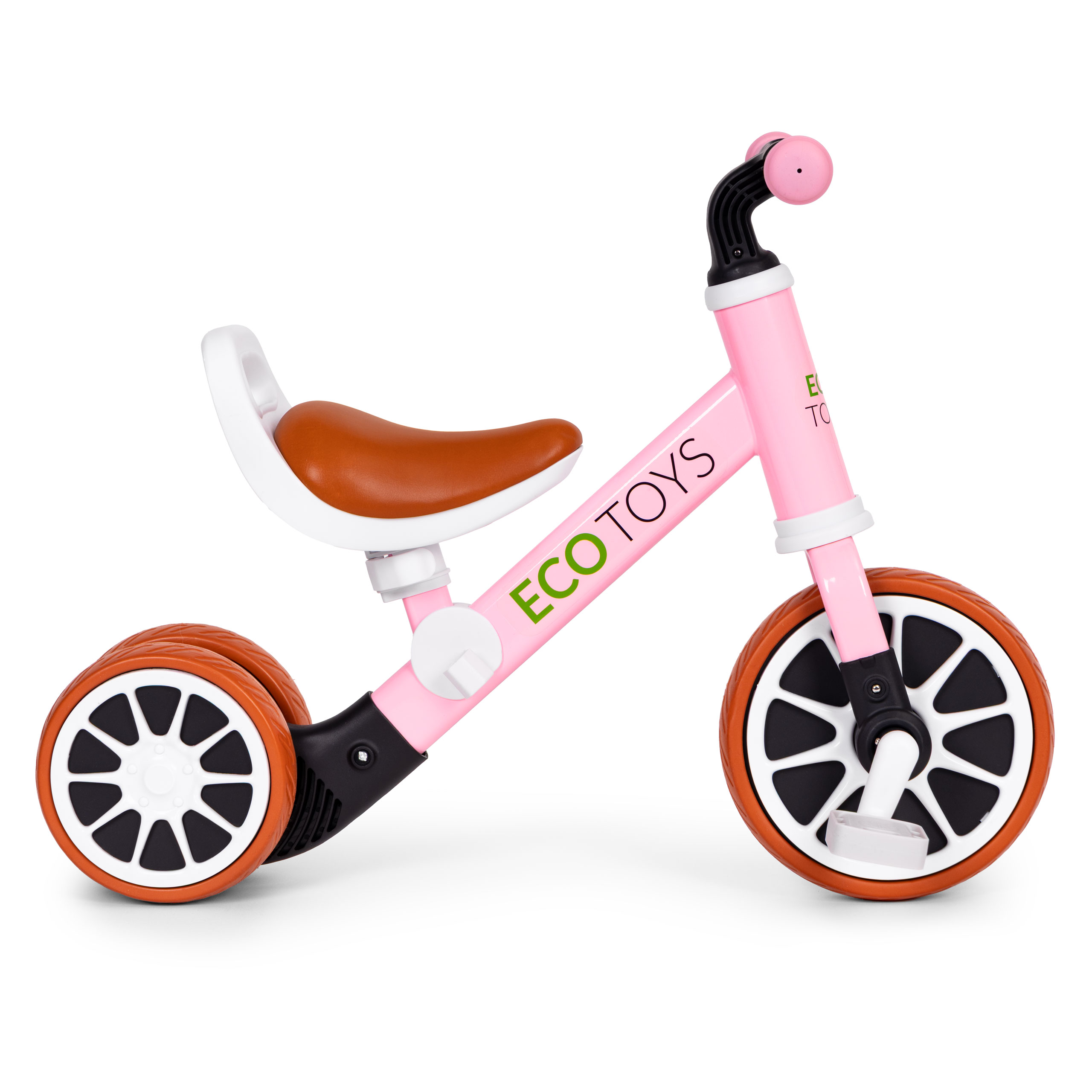 2in1 trijų ratų dviratis su pedalais ir bėgimo funkcija, rožinis – ECOTOYS
