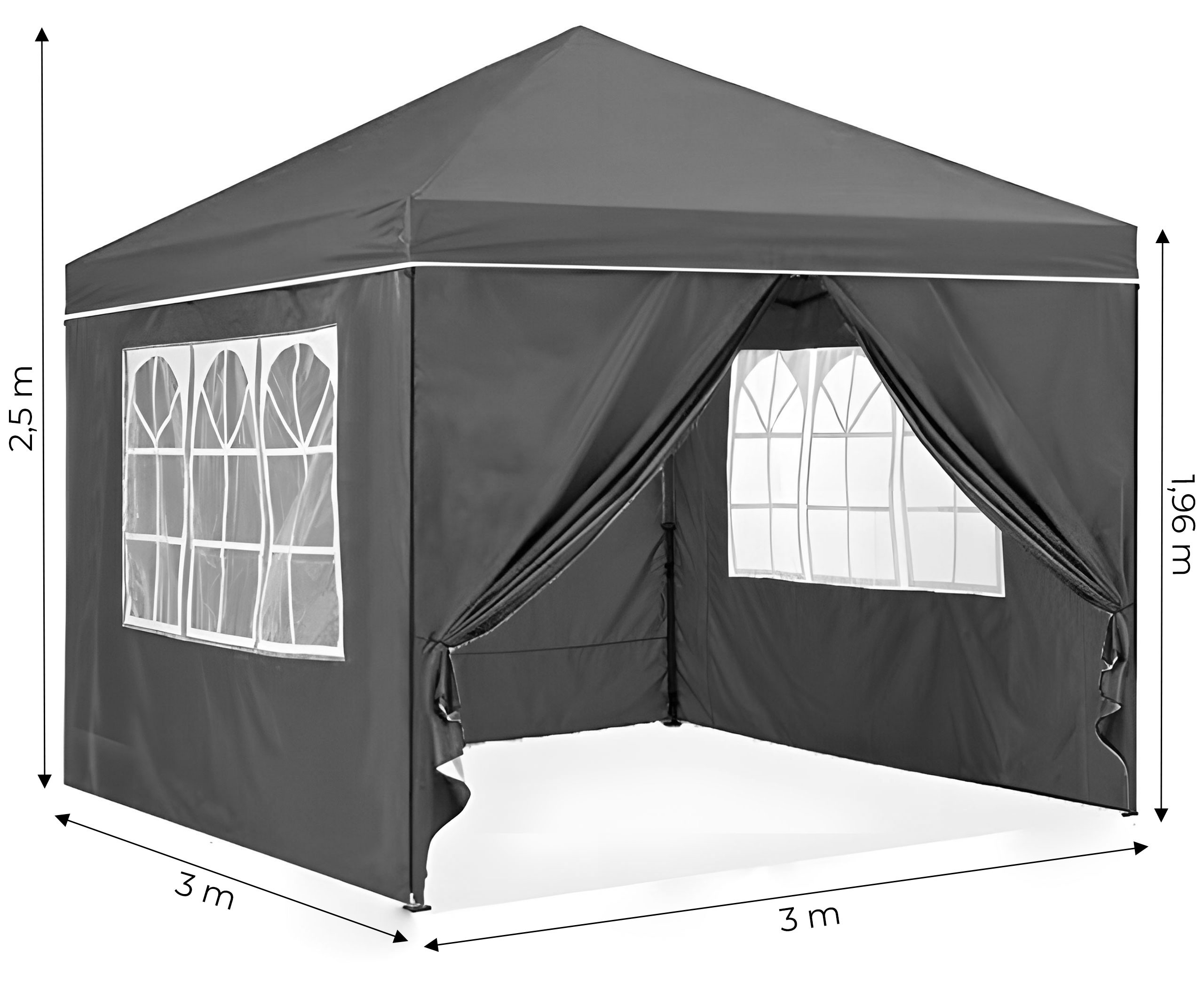 Sodo palapinė 3x3m. pilka + 4 sienos