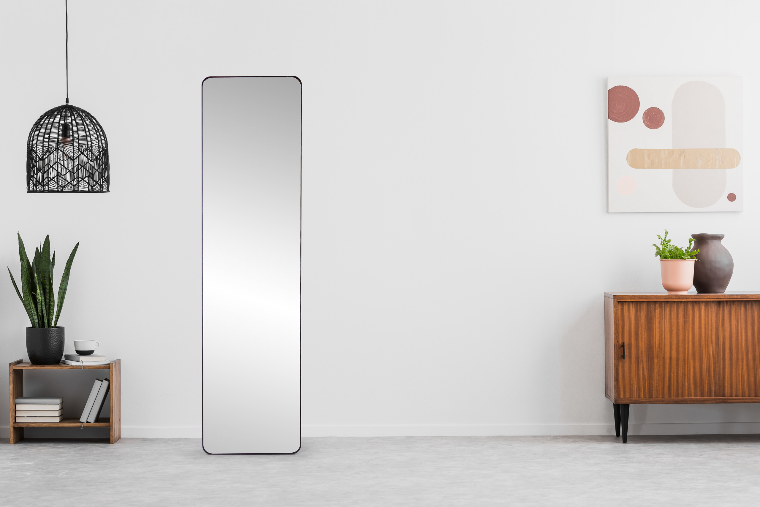 Didelis stovimas veidrodis su siauru rėmu, 148 cm