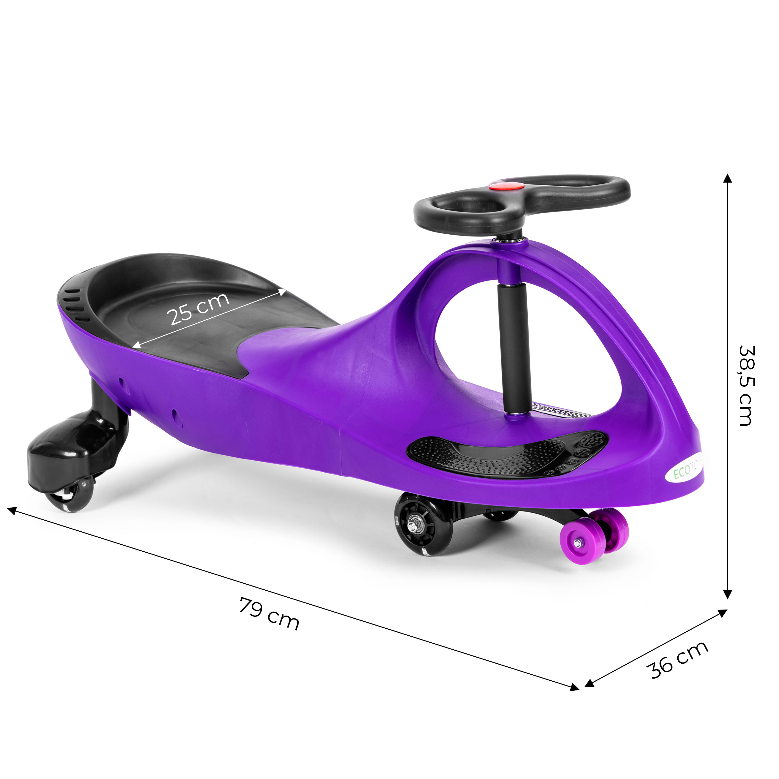 Violetinis ecotoys pasispardyminis automobilis su led ratukais