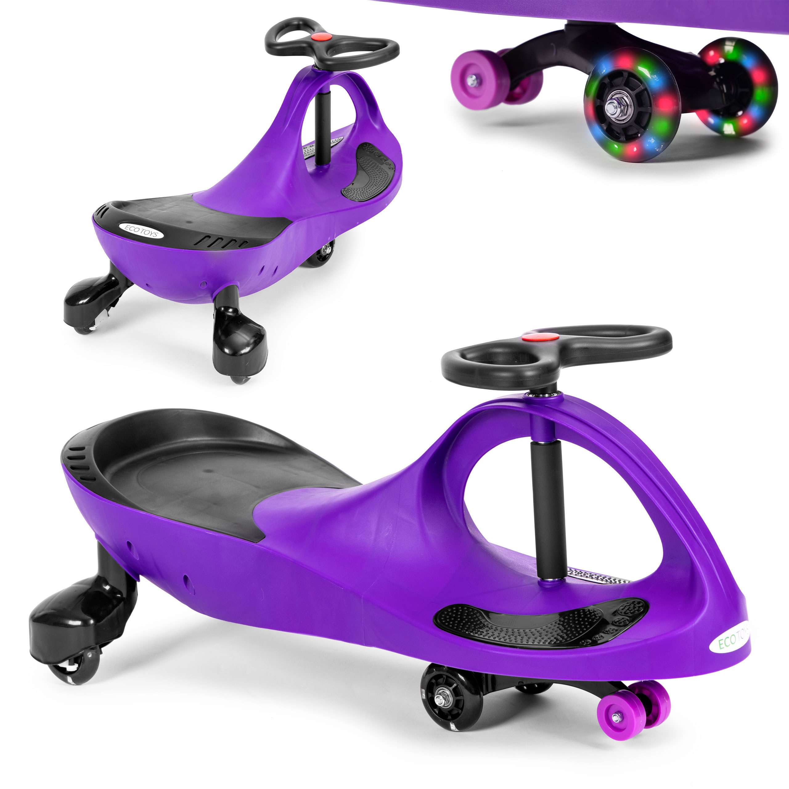 Violetinis ecotoys pasispardyminis automobilis su led ratukais