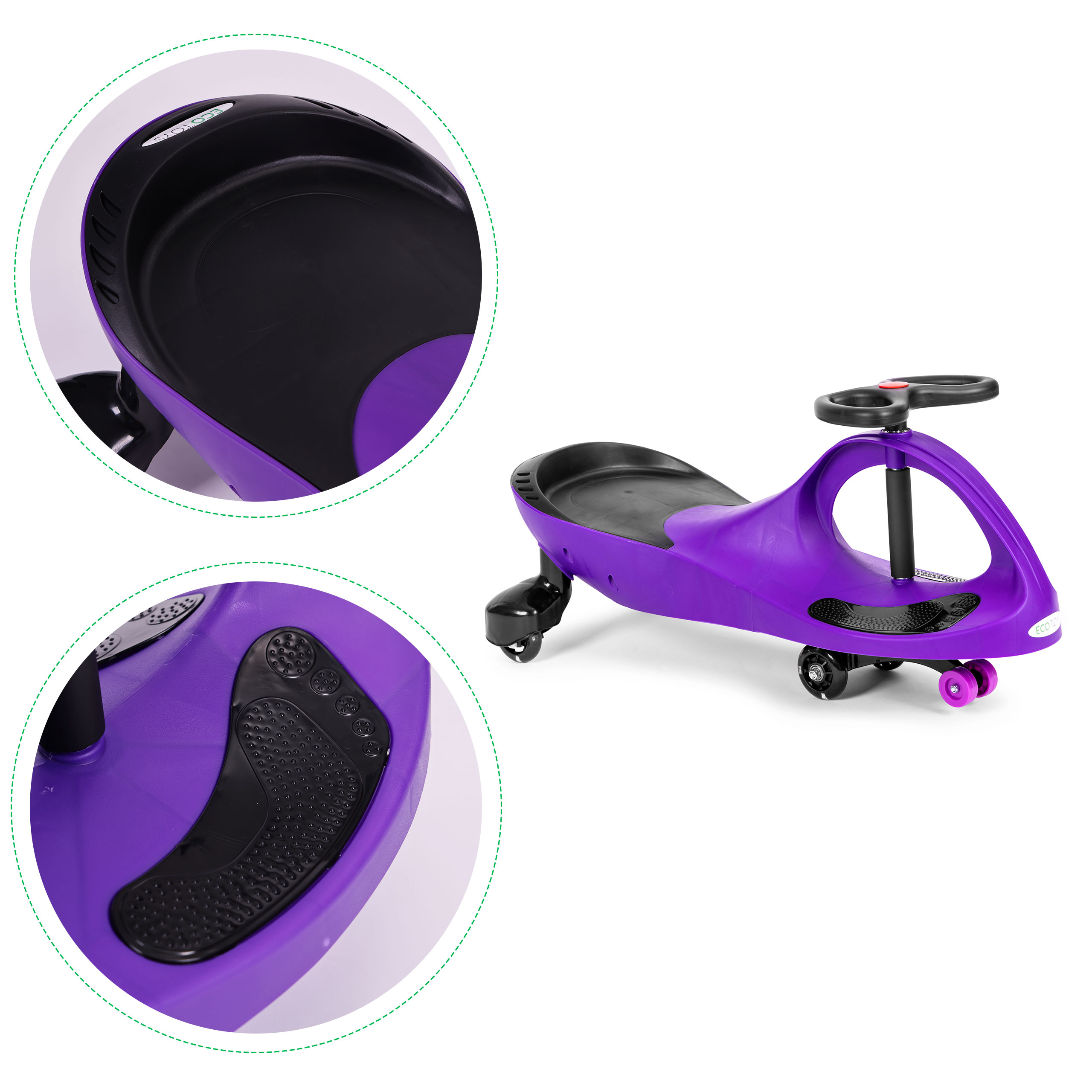 Violetinis ecotoys pasispardyminis automobilis su led ratukais