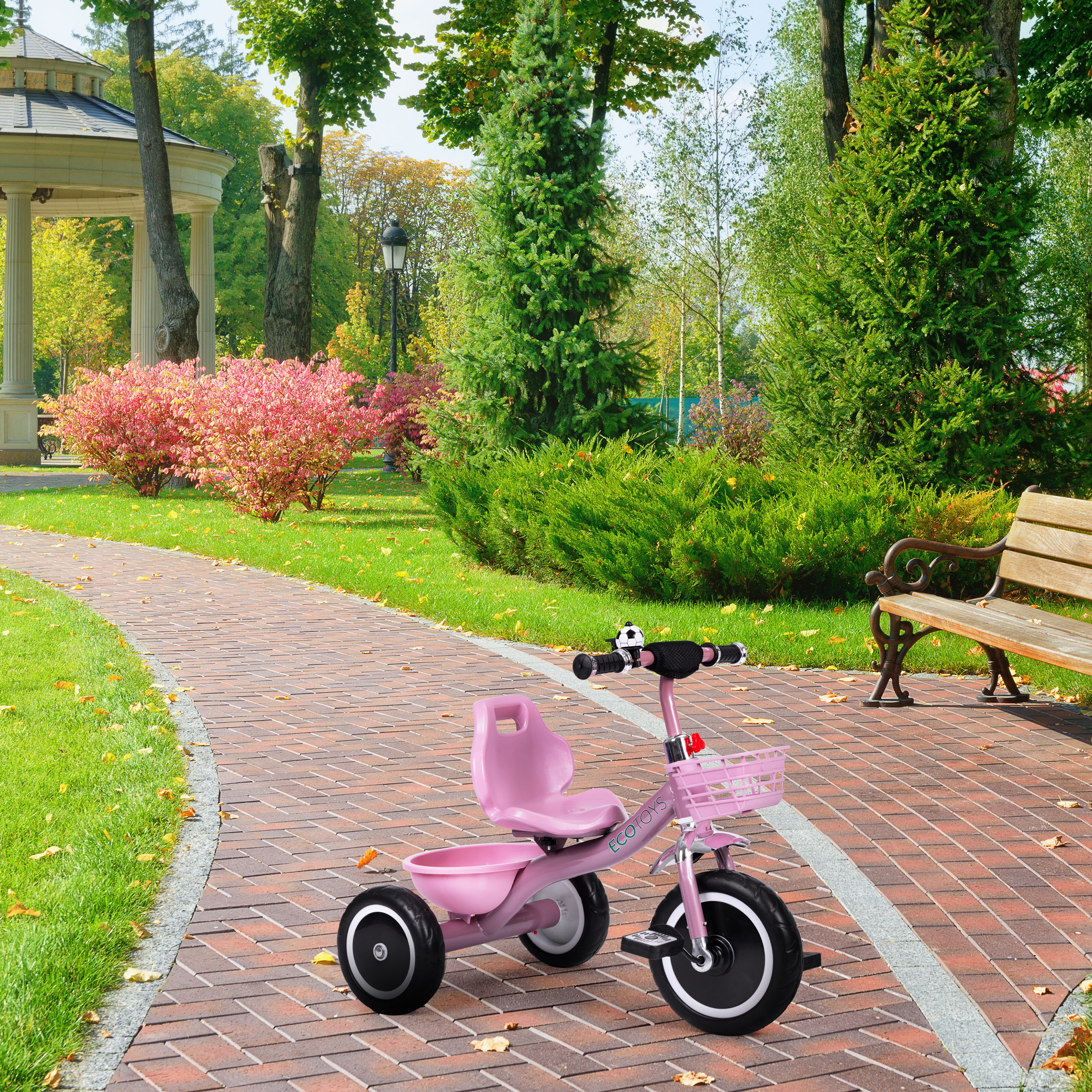 Triratis dviratis, pink, ecotoys