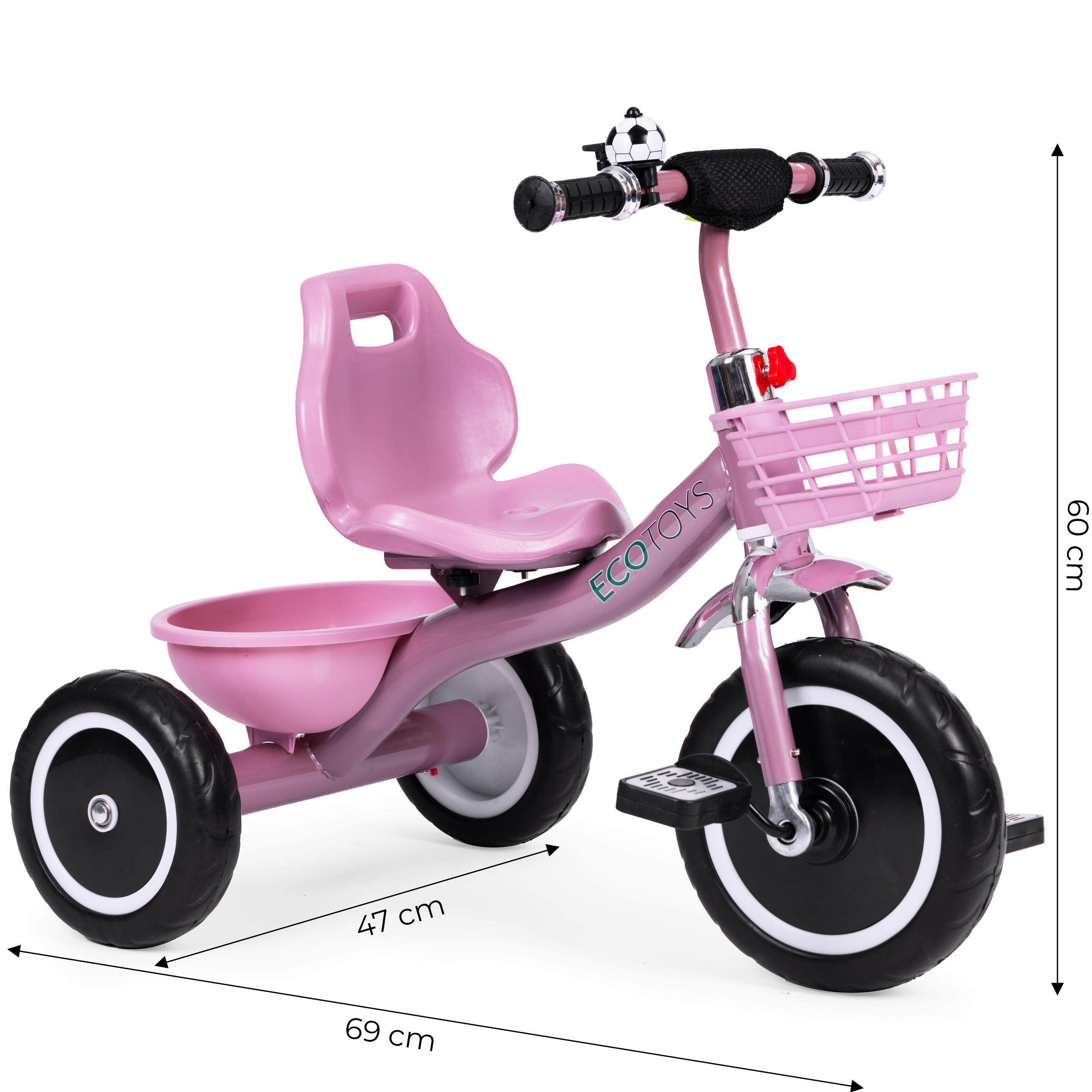 Triratis dviratis, pink, ecotoys
