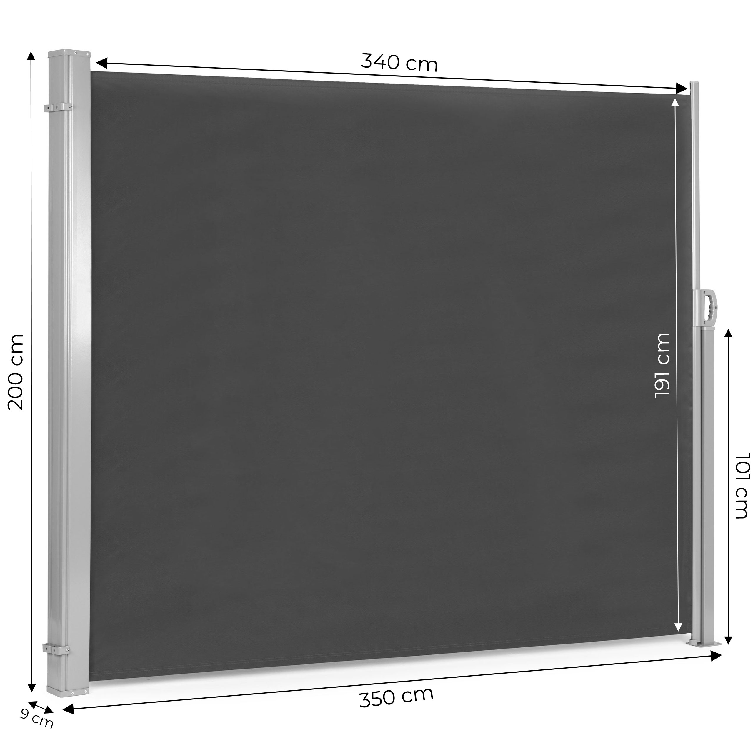 Šoninis markizas 350x200 cm sodui arba terasai, antracito spalvos, MultiGarden