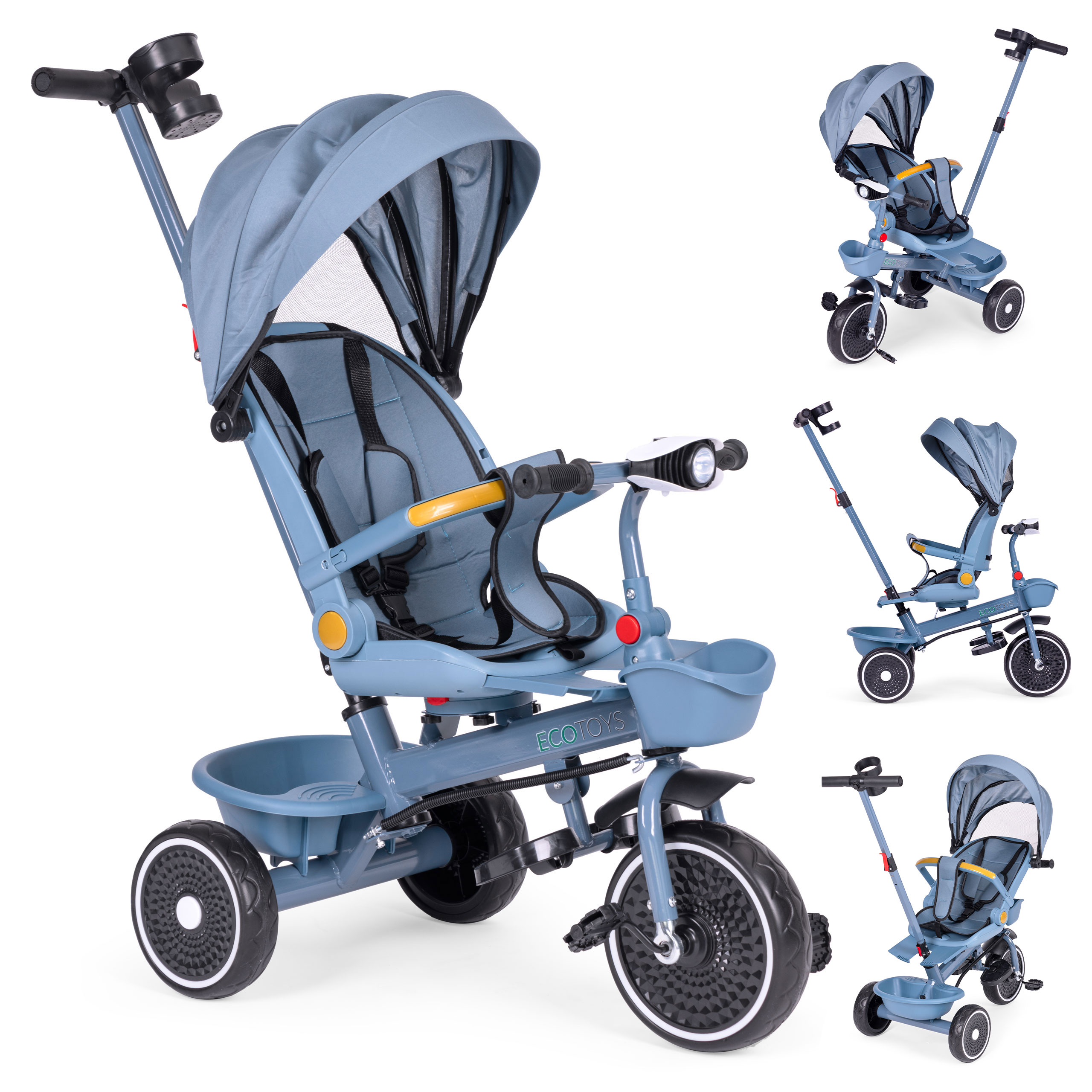 2-in-1 triratukas, mėlynas, ecotoys