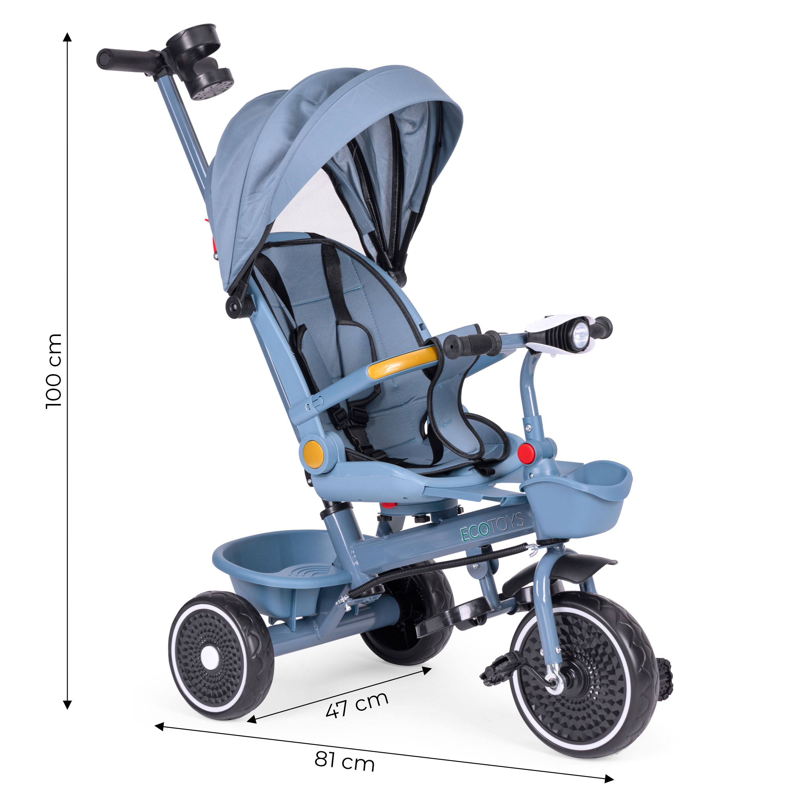 2-in-1 triratukas, mėlynas, ecotoys