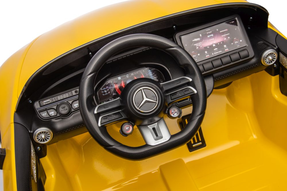 Dvivietis vaikiškas elektromobilis mercedes amg sl63, geltonas