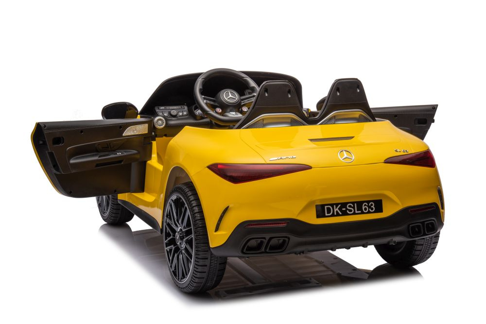 Dvivietis vaikiškas elektromobilis mercedes amg sl63, geltonas