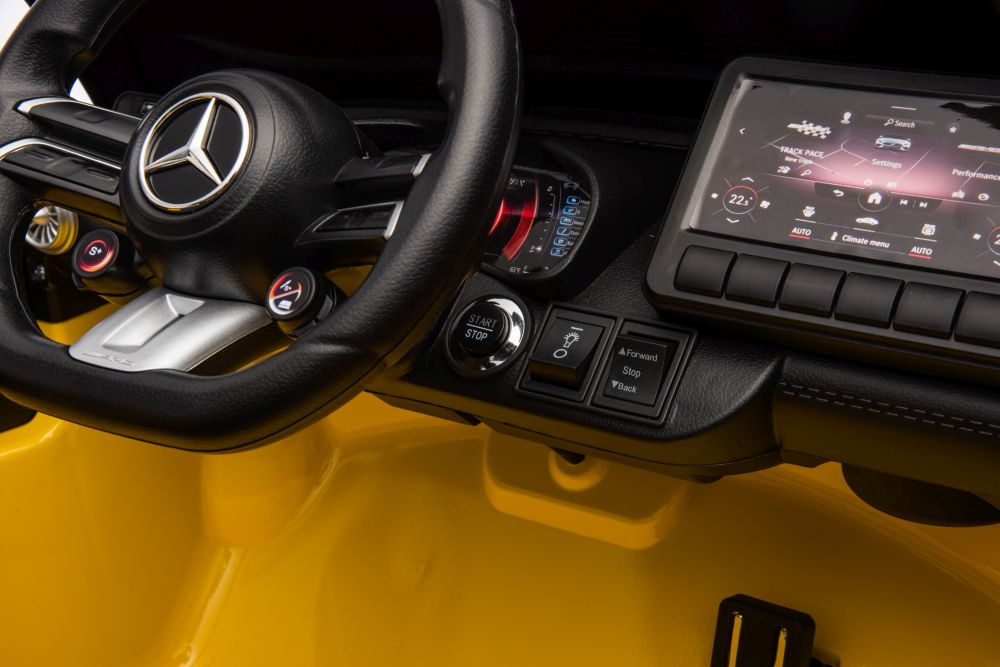 Dvivietis vaikiškas elektromobilis mercedes amg sl63, geltonas