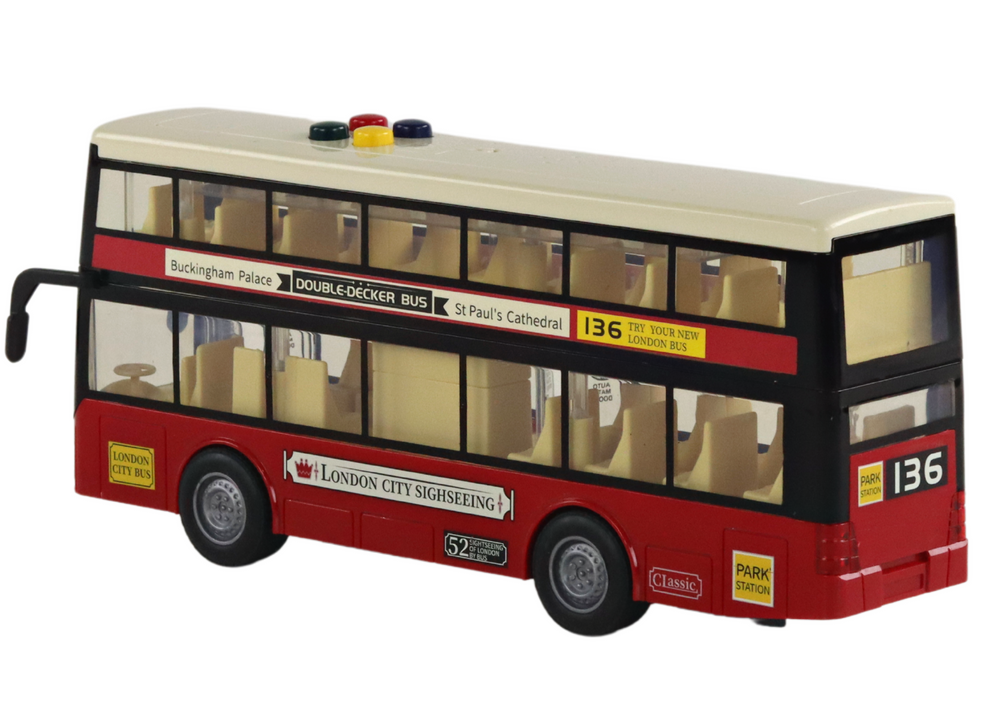 Žaislinis dviaukštis miesto autobusas lean toys, raudonas, 26x11x6 cm