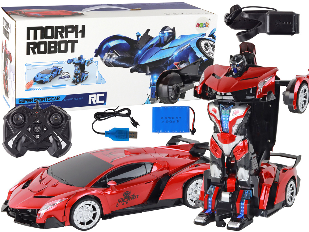 Nuotoliniu būdu valdomas automobilis/transformeris lean toys, raudonas