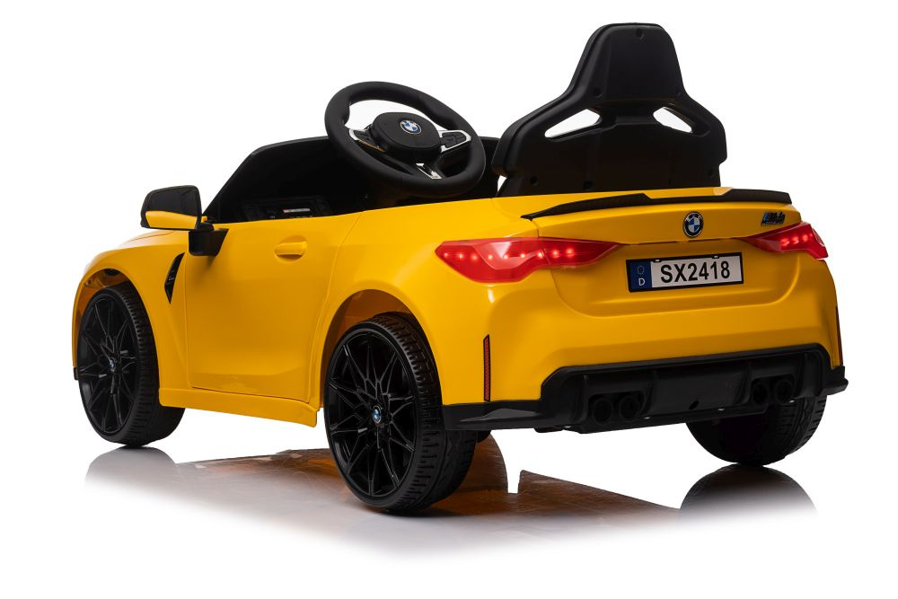 Vienvietis vaikiškas elektromobilis lean cars bmw m4, geltonas