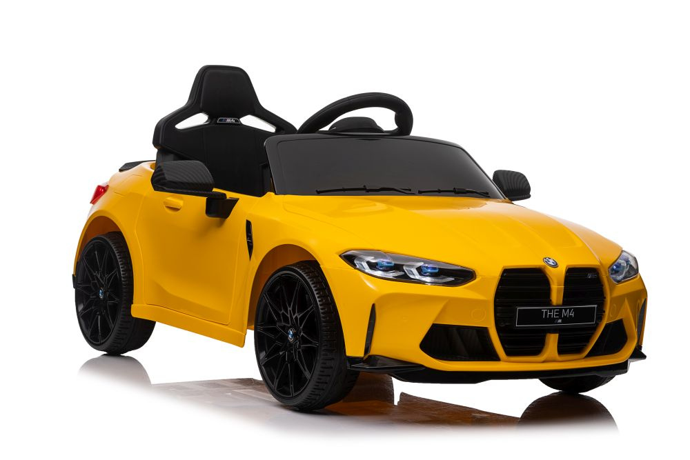 Vienvietis vaikiškas elektromobilis lean cars bmw m4, geltonas