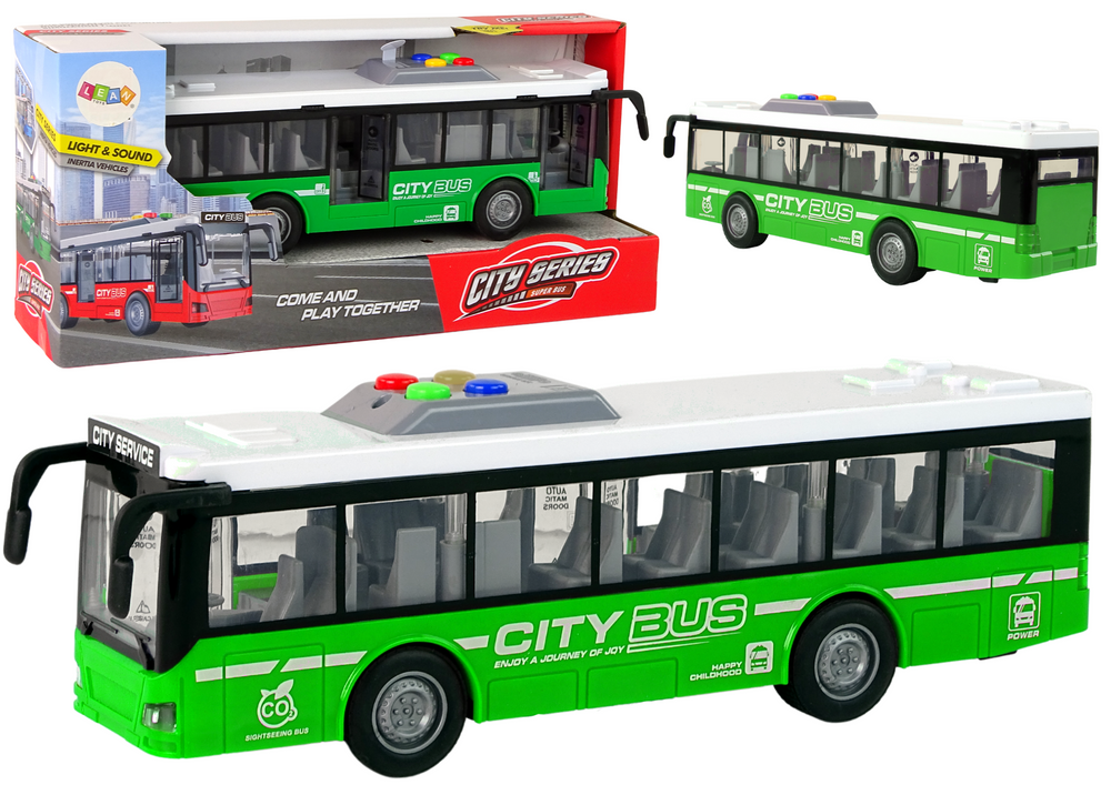 Žaislinis akumuliatorinis autobusas lean toys, žalias