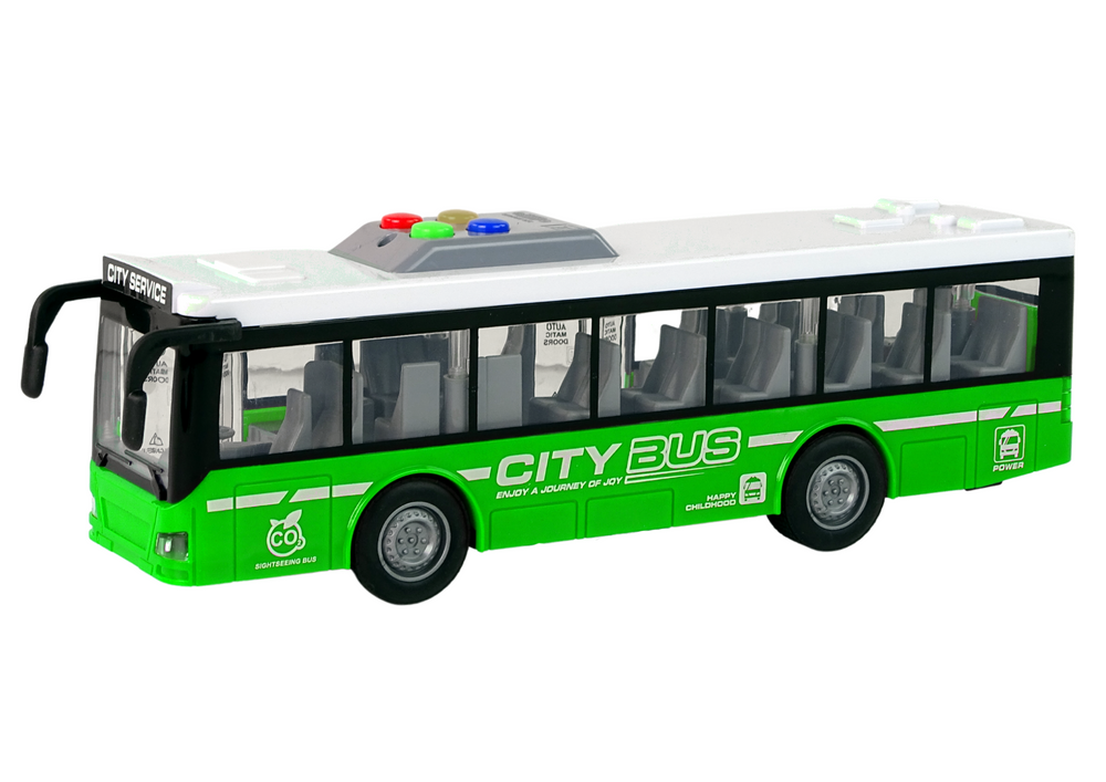 Žaislinis akumuliatorinis autobusas lean toys, žalias
