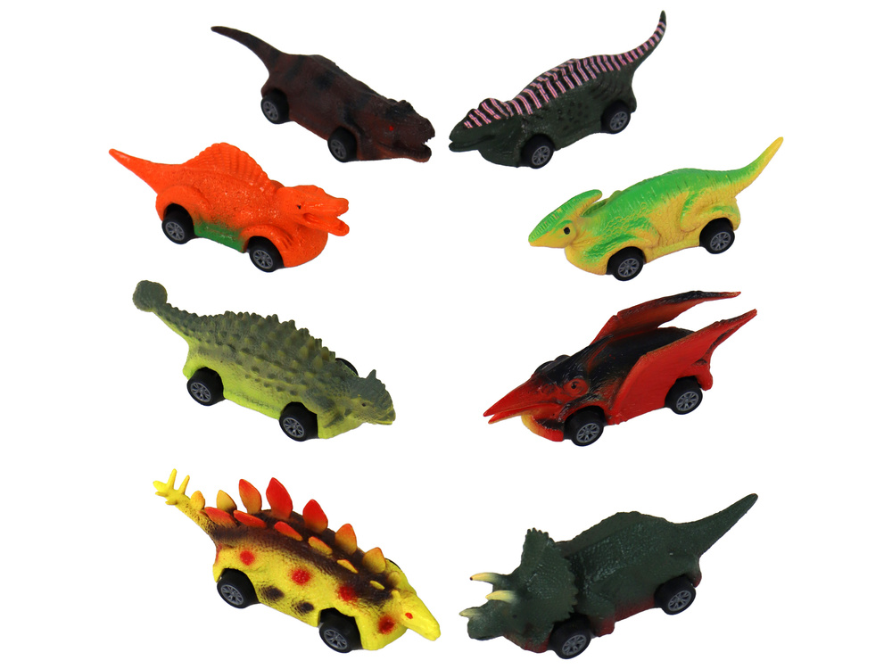 Spyruoklinių automobilių - dinozaurų rinkinys lean toys, 8 vnt.