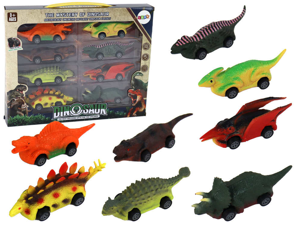 Spyruoklinių automobilių - dinozaurų rinkinys lean toys, 8 vnt.