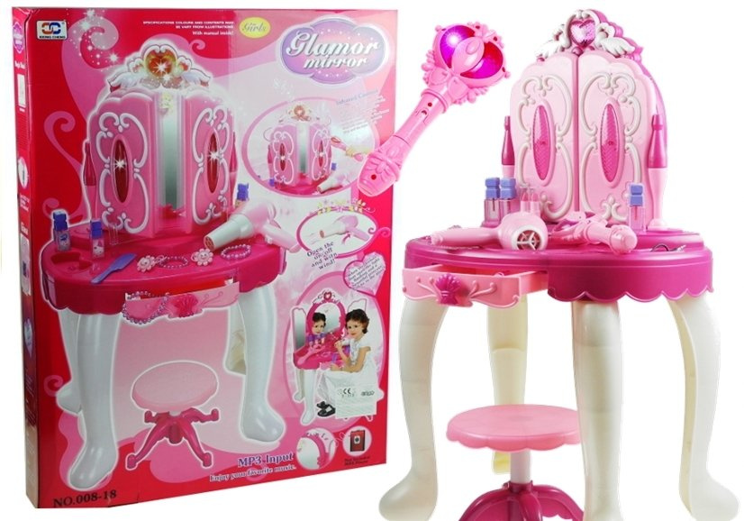 Vaikiškas tualetinis staliukas su priedais Lean Toys, 1452, rožinis, 10 d.