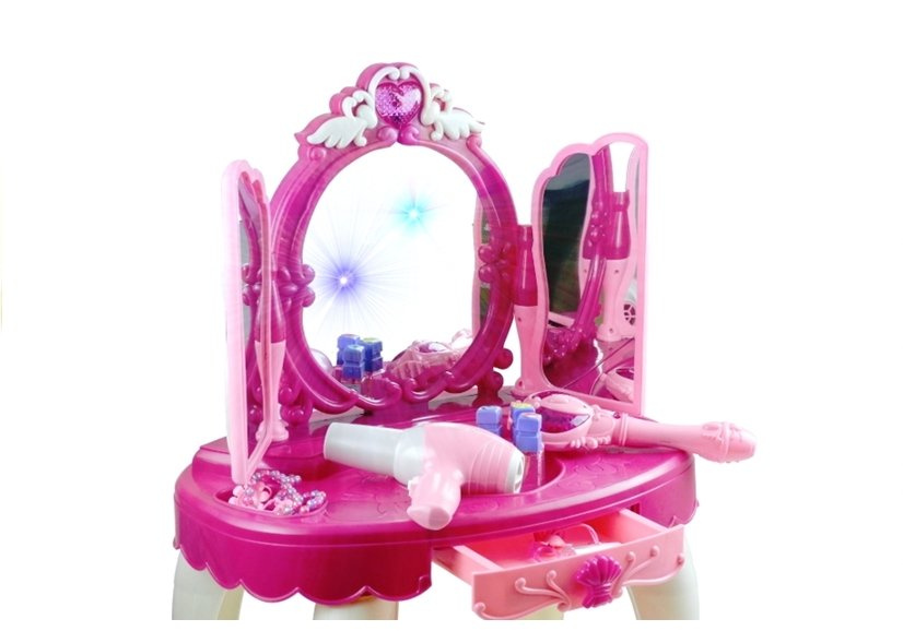 Vaikiškas tualetinis staliukas su priedais Lean Toys, 1452, rožinis, 10 d.