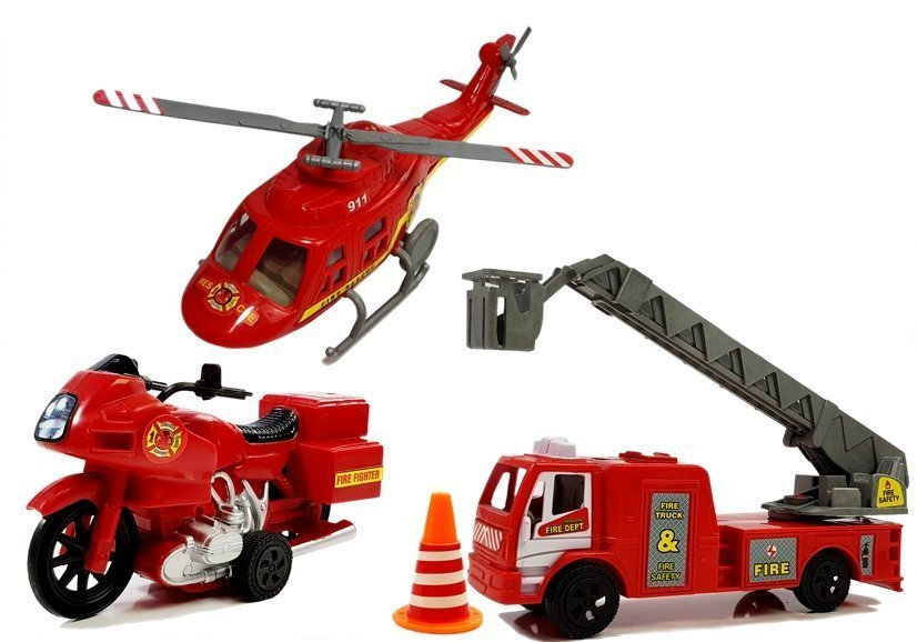 Žaislinis ugniagesių gelbėtojų transporto priemonių rinkinys lean toys, 5 d.