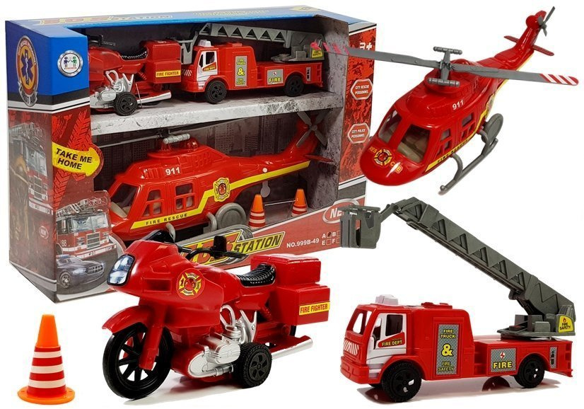 Žaislinis ugniagesių gelbėtojų transporto priemonių rinkinys lean toys, 5 d.