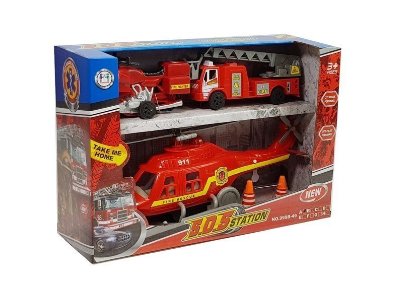 Žaislinis ugniagesių gelbėtojų transporto priemonių rinkinys lean toys, 5 d.