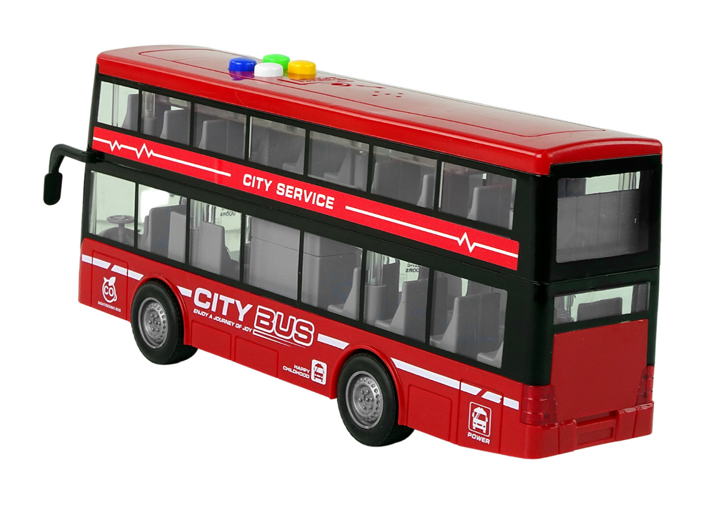 Žaislinis akumuliatorinis dviaukštis autobusas lean toys, raudonas