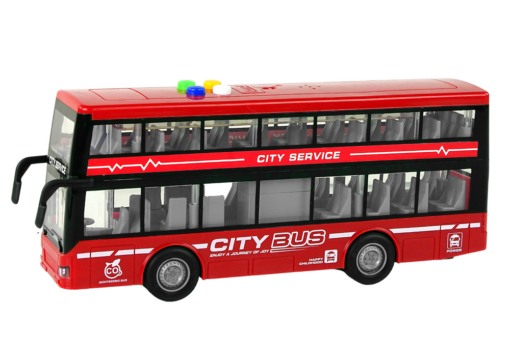 Žaislinis akumuliatorinis dviaukštis autobusas lean toys, raudonas
