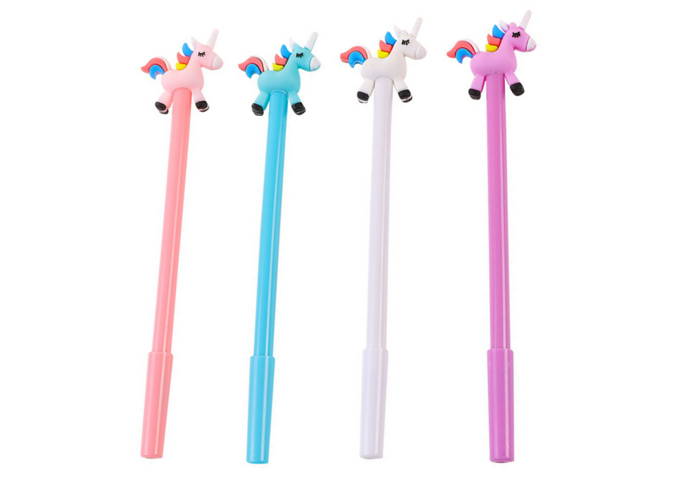 Rašiklis su vienaragiu, 18 cm, įvairios spalvos