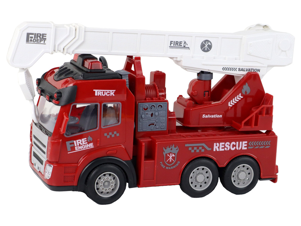 Radijo bangomis valdoma gaisrinė su kranu lean toys