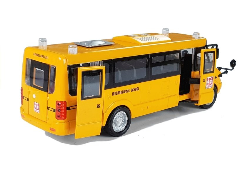 Žaislinis mokyklinis autobusas su frikcine pavara, geltonas