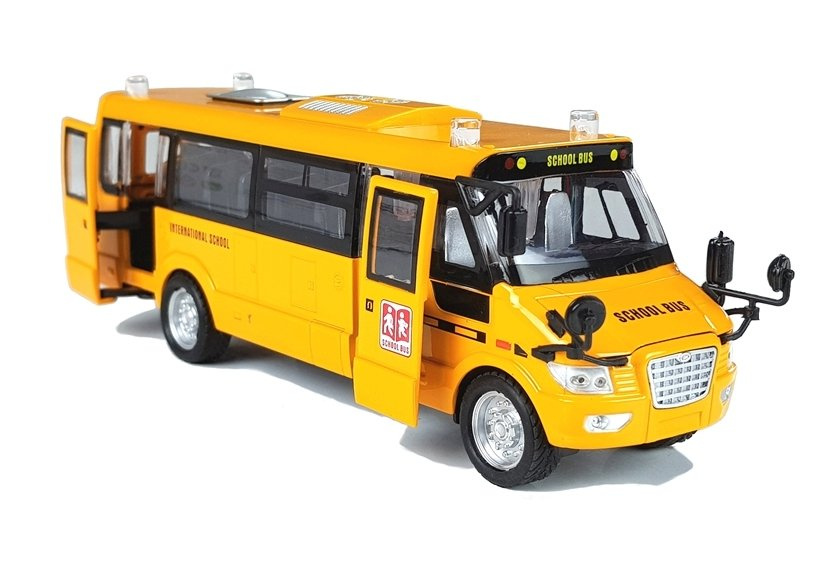 Žaislinis mokyklinis autobusas su frikcine pavara, geltonas