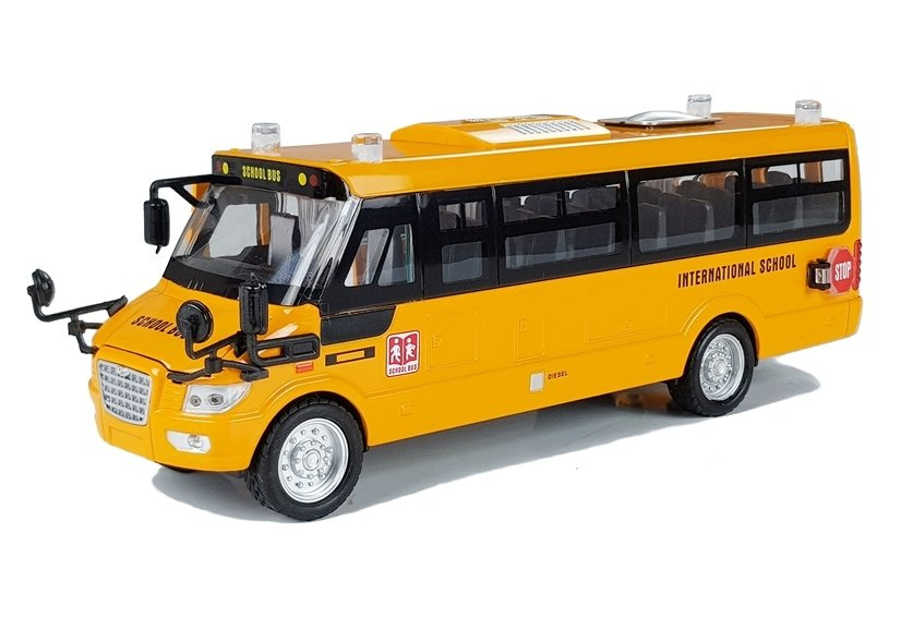 Žaislinis mokyklinis autobusas su frikcine pavara, geltonas