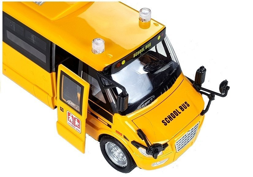 Žaislinis mokyklinis autobusas su frikcine pavara, geltonas