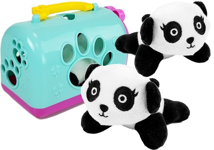 Plušinė panda su transportavimo dėžute