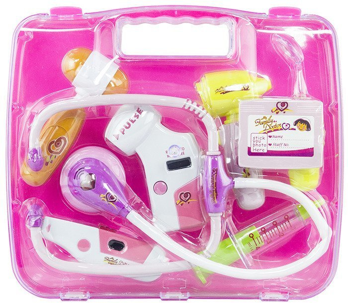 Žaislinis daktaro rinkinys lagamine lean toys, rožinis