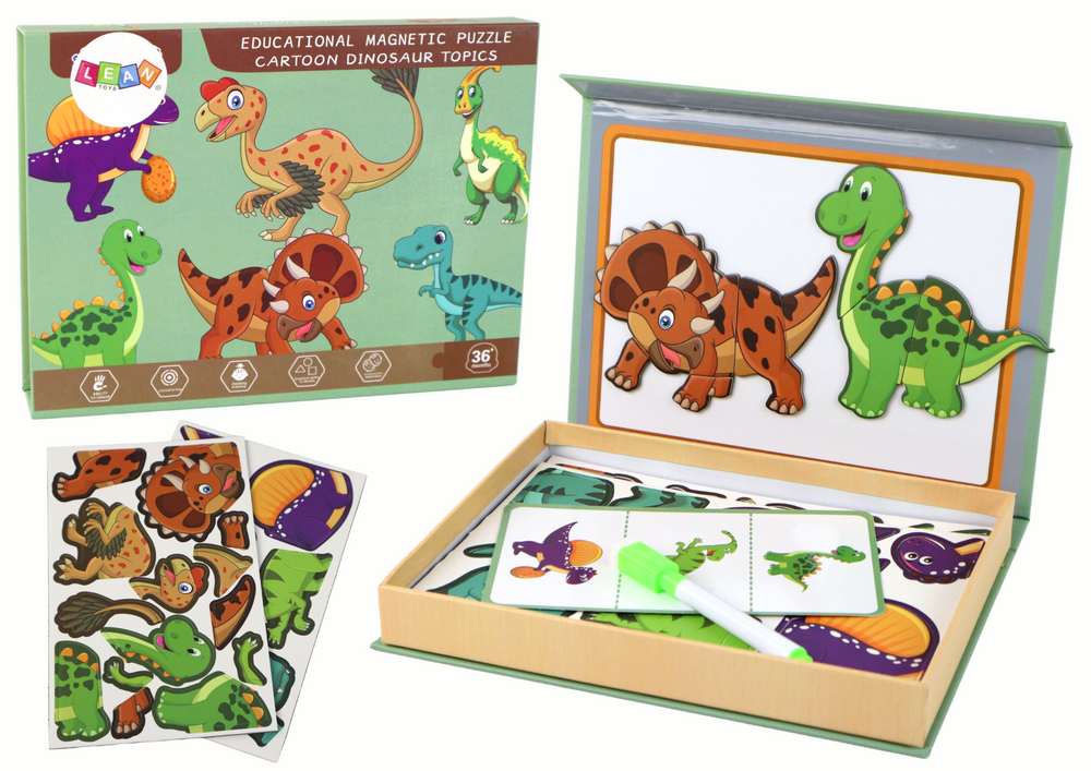 Edukacinis magnetinis žaidimas lean toys dinozaurai