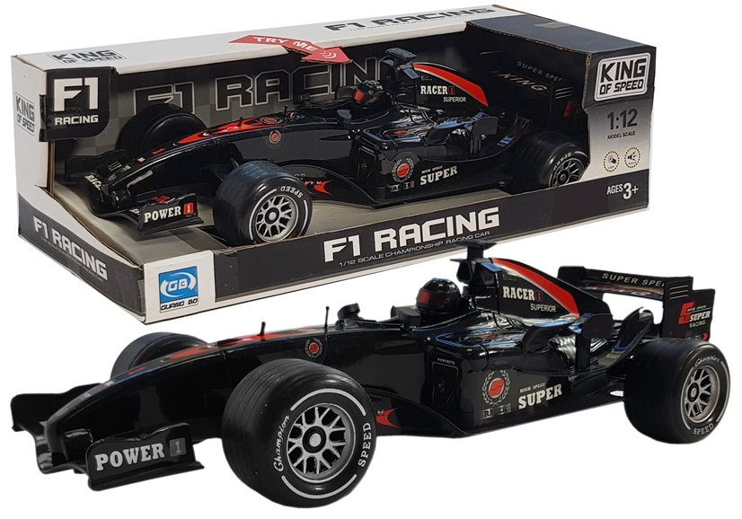 Žaislinis lenktyninis automobilis f-1, juodas/raudonas