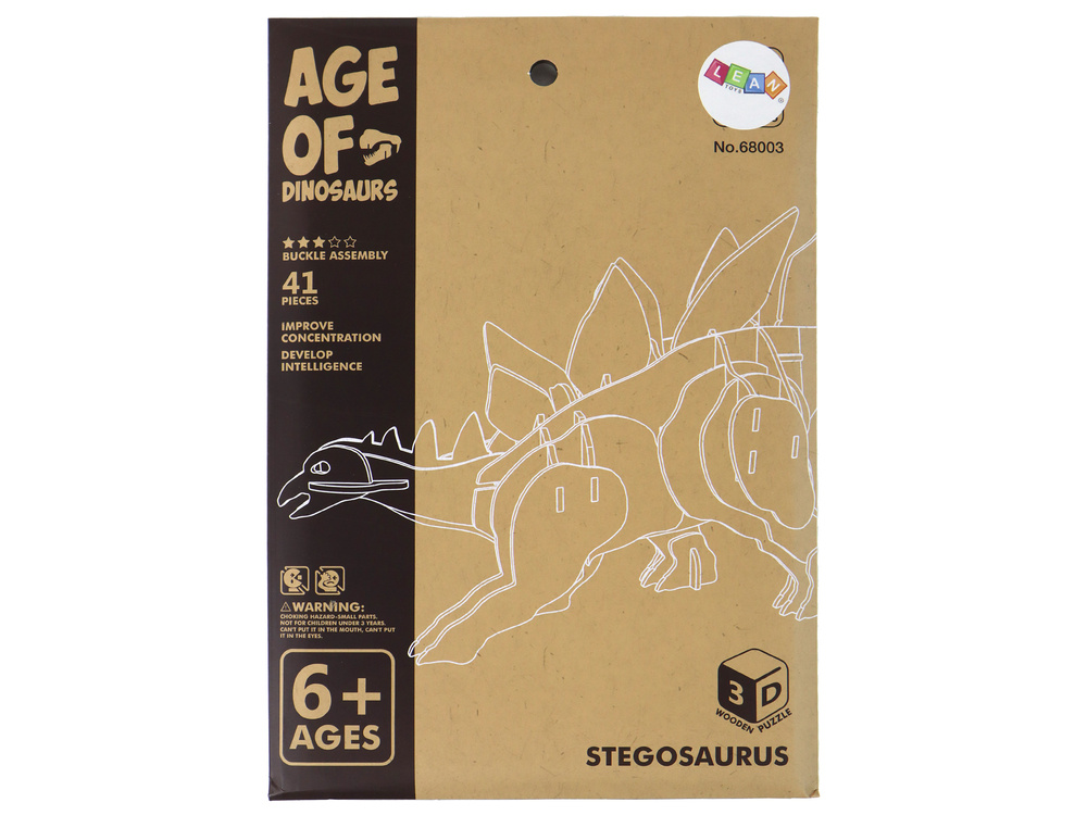 Medinė 3d dinozauro erdvinė dėlionė lean toys, 41 d.
